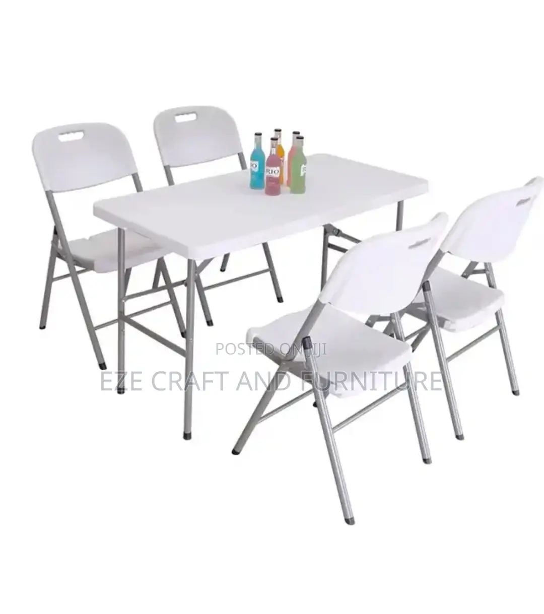 4ft Rectangular Foldable Table and 4 Chairs