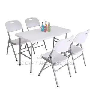 4ft Rectangular Foldable Table and 4 Chairs