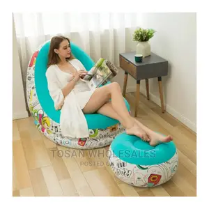 Inflatable Chair With Stool With Manual + Electric Pump
