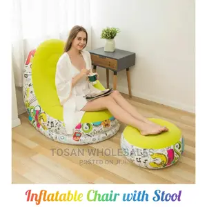Inflatable Chair With Stool With Manual + Electric Pump