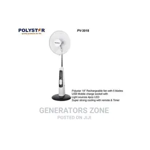 Super Cooling 18'' Polystar Rechargeable Stand Fan+Remote