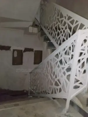 White Staircase Handrail With Punko Laser Cut