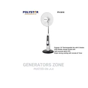 Polystar 18'' 5 Blades Rechargeable Standing Fan