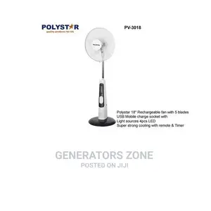 Polystar 18" Rechargeable Fan With Remote Control+ LED Light