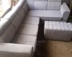 Quality L-Shaped Living Room Fabric Made Sofa Chair.