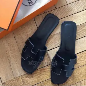 Original HERMES Leather Slippers Available in Store