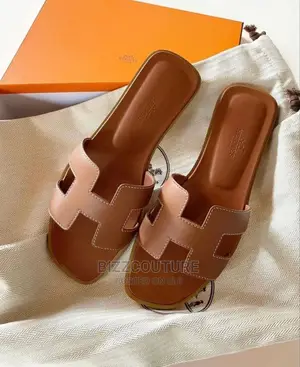 Original HERMES Leather Slippers Available in Store