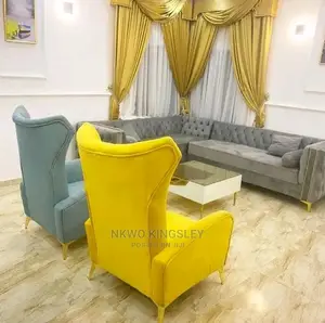 Luxury L-Shaped Living Room Fabric Made Sofa Chair.