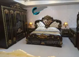 Royal Bed, 2 Side Stools and Dressing Mirror and Wardrobe