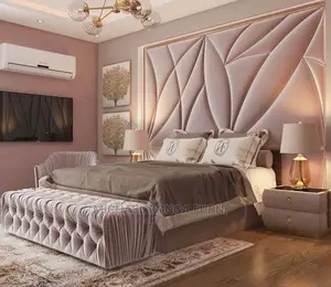 Wall Clapped Bed With Ottoman and Bedside
