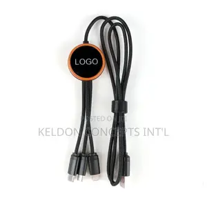 Bamboo 2 Sides Led Logo 3 in 1 Fastcharging Cable Moq:500pcs