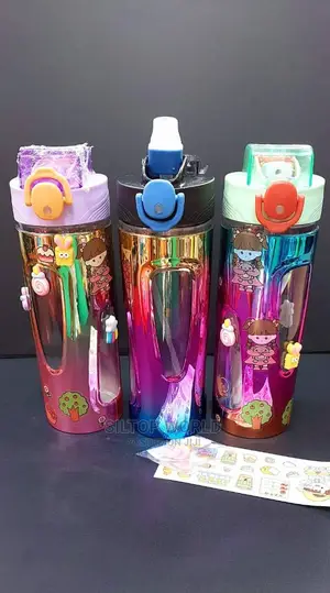 1L Rainbow Water Bottle With Straw