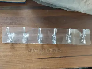Strong Adhesive 6 in 1 Wall Stick Hook - Long Transparent