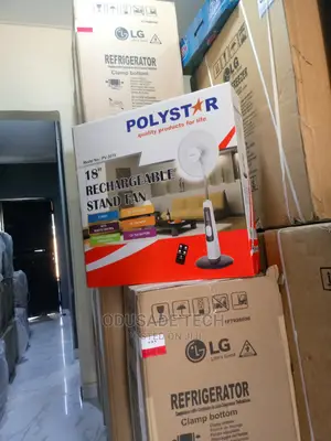 Polystar 18'' Rechargeable Stand Fan With DC 15V Input Jack