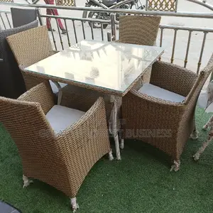 Outdoor Rattan Basket Table and Chairs