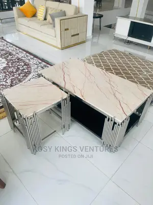 Luxurious Royal Marble Top Table With Two Side Stools