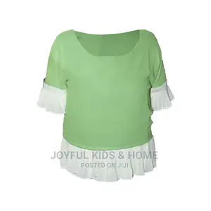 Ladies Three Quarter Sleeve Top-Green Cream,Wine and Grey