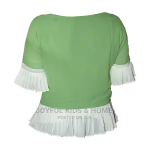 Ladies Three Quarter Sleeve Top-Green Cream,Wine and Grey