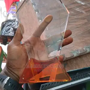 Glass Award Plaque With Orange Color Base