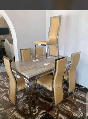 Quality Marble Dining Table Set by 6
