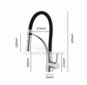 Black And Chrome Flexible Kitchen Faucet