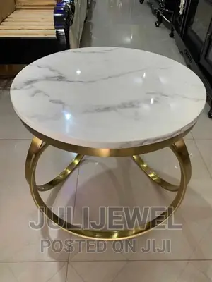 Round Coffee Tea Center Table With Marble Design