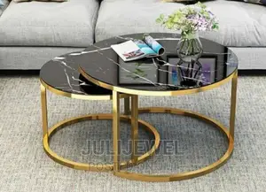 Round 2 in 1 Black Marble Design Center Table