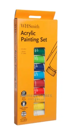 Whsmith Acrylic Paints 12ml Quick Drying Pack Of 12 + Brush