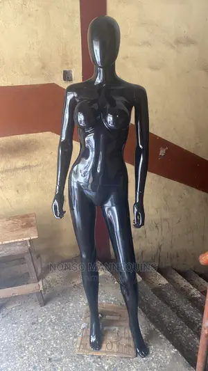 Faceless Glossy Black Size 8 Female Mannequins With Big Boob