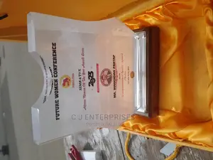 Glass Award With a Wooden Base