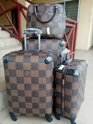Set of 4 Luis Vuitton Leather Traveling Luggage Boxes
