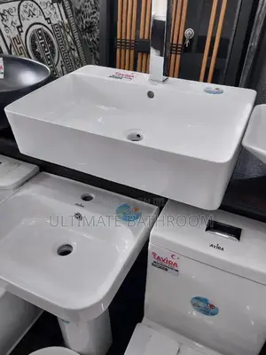 60cm White Counter Top Basin With Tap Hole