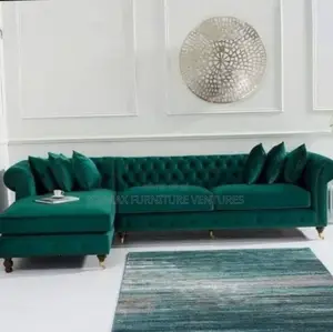 Luxury L-shaped Living Room Fabric Made Sofa Chair.