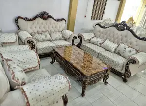 Luxury 7 Seater Living Room Fabric Royal Sofa Chair.