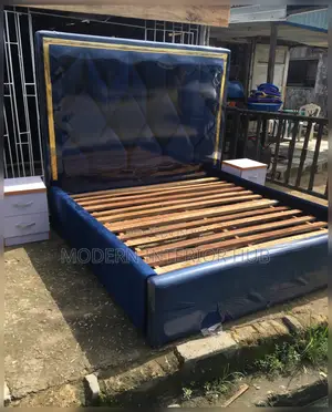 Quality High Back Rest Padded Bedframe With 2 Bedside Drawers.