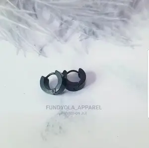 Pure Stainless Steel Black Loop Earring