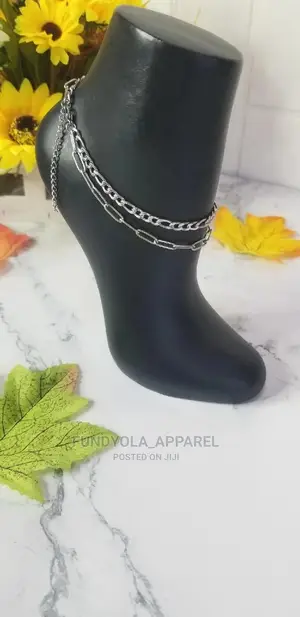 Silver Two Layer Steel Leg Chain Anklet