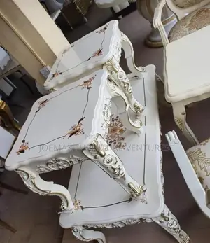 Royal Wooden Center Table Set With Stools.