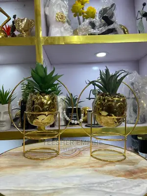 Gold Pine Caged Flower Pot