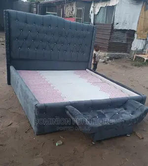 High Back Rest Fabric Padded Bedframe