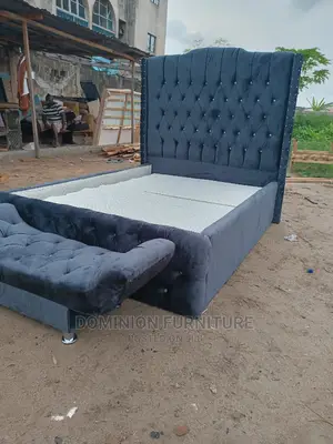 High Back Rest Fabric Padded Bedframe
