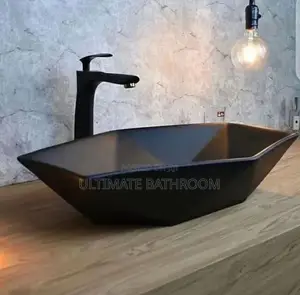 Black Hexagon Shape Counter Top Basin
