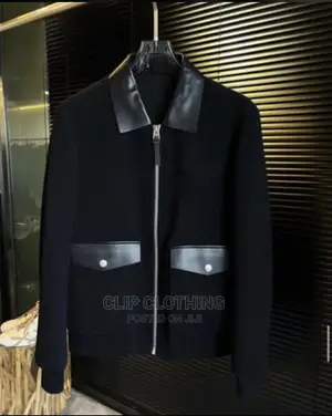 Bump Mix Leather Varsity Jacket