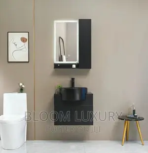 Mini Cabinet With LED Mirror and Side Shelf