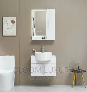 Cabinet With LED Mirror And Side Shelf With Light
