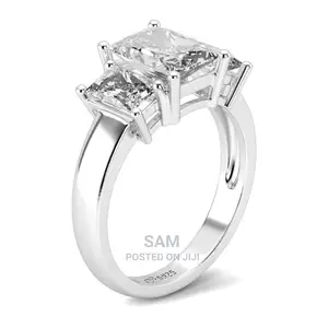 Jeulia Three Diamond Radiant Cut Silver Engagement Ring