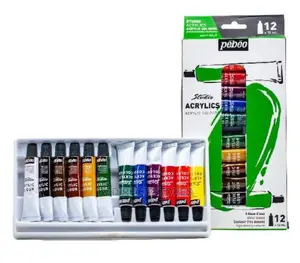 Pebeo Studio Acrylics Professional Paint Colour Set 12x 12ml