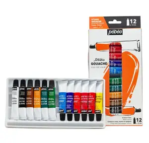 Pebeo Studio Gouache Opaque Watercolour Paint Set 12 X 12ml