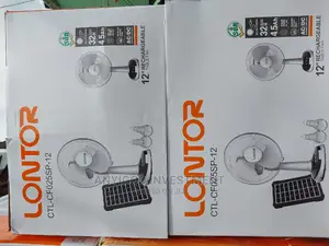 12" Lontor Rechargeable Table Fan With Panels and Bulbs