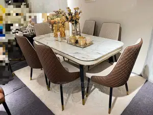 Luxury 6 Seater Marble Top Dining Table Set.